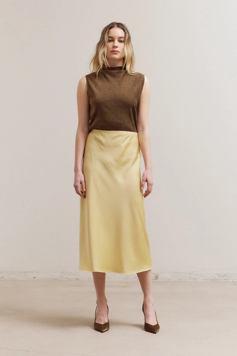 Satin Mermaid Skirt Daffodil