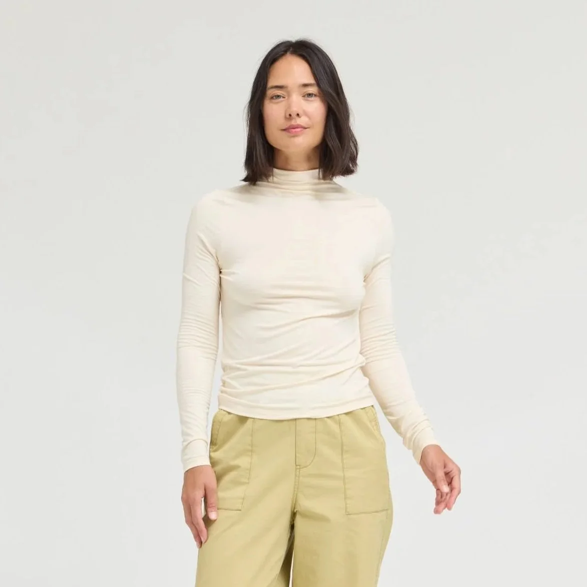Basic Modal Turtleneck Top Cream