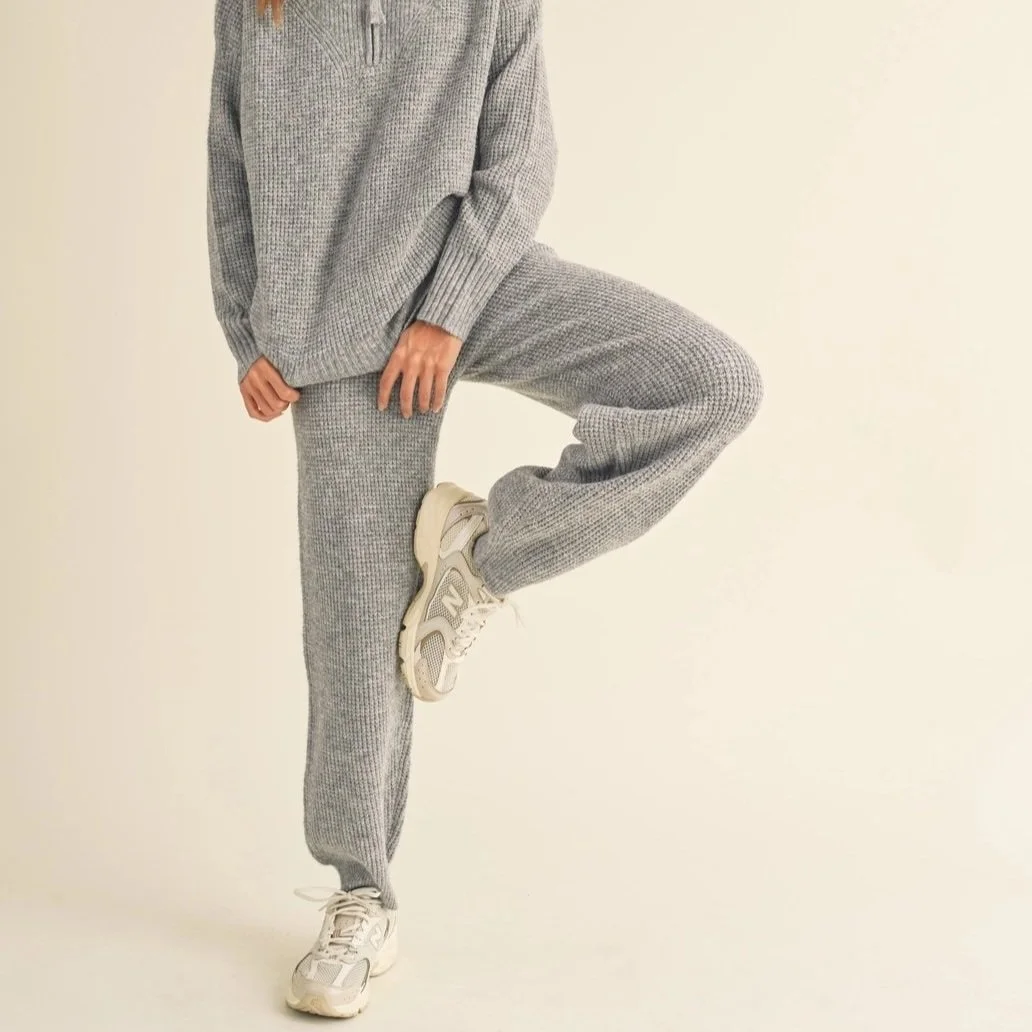 Waffle Knit Jogger Pants Heather Grey