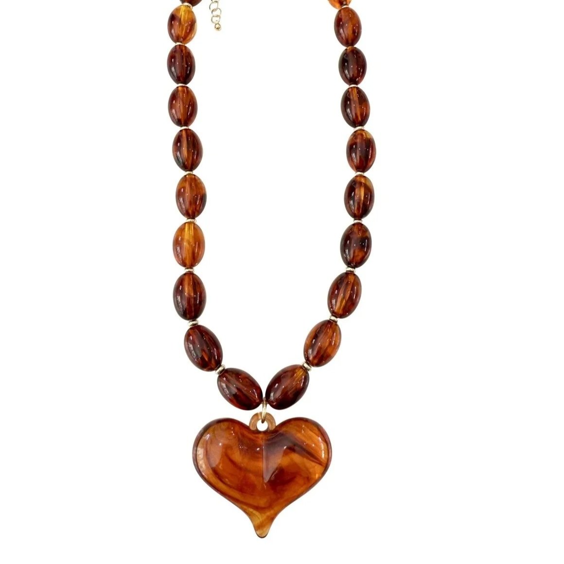 Roxie Chunky Heart Beaded Necklace Tortoise