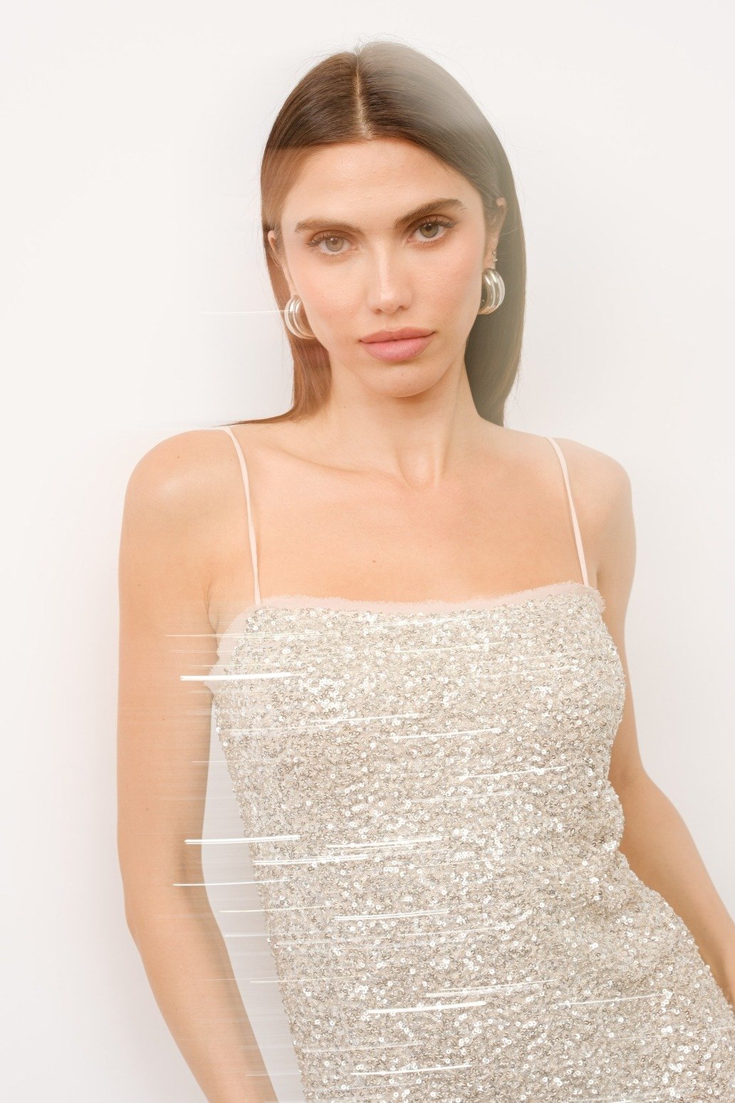 Lexi Sequin Mini Shift Dress Champagne