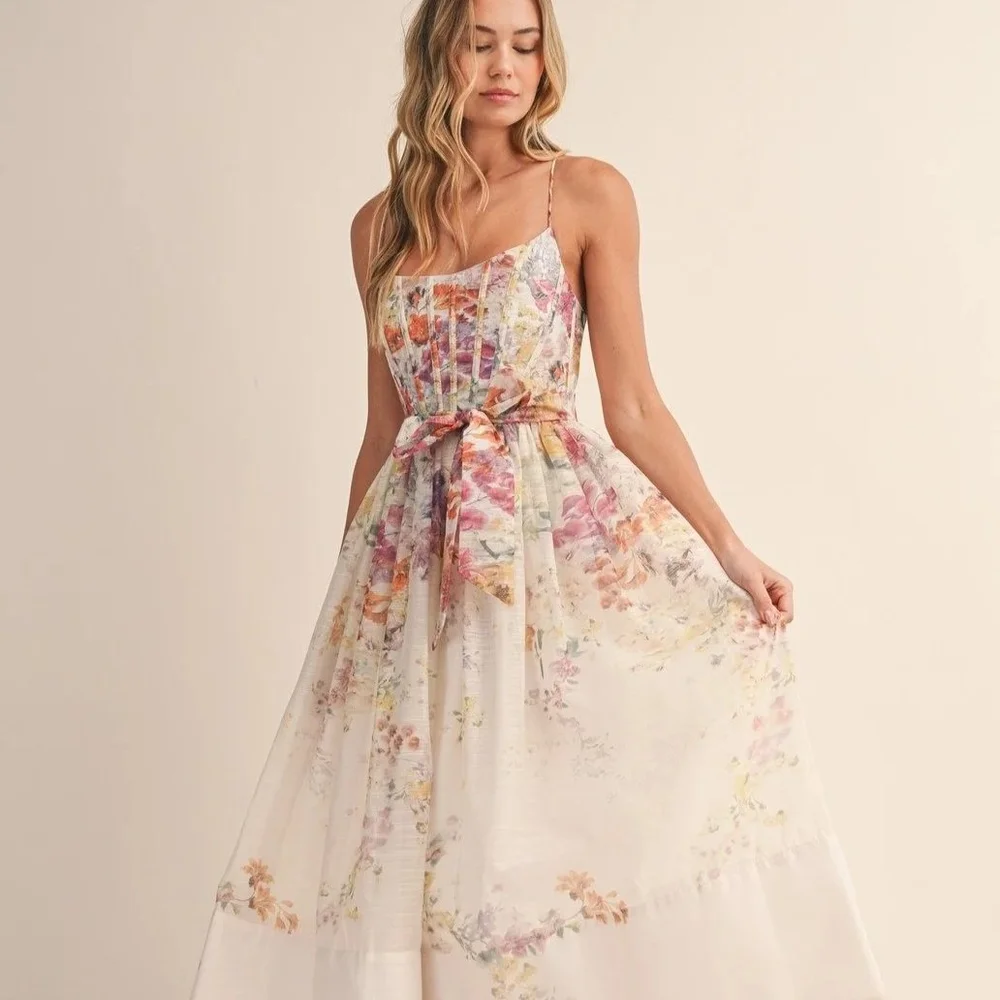 Julietta Maxi Dress Navy Embroidered Floral  Byron & Barclay