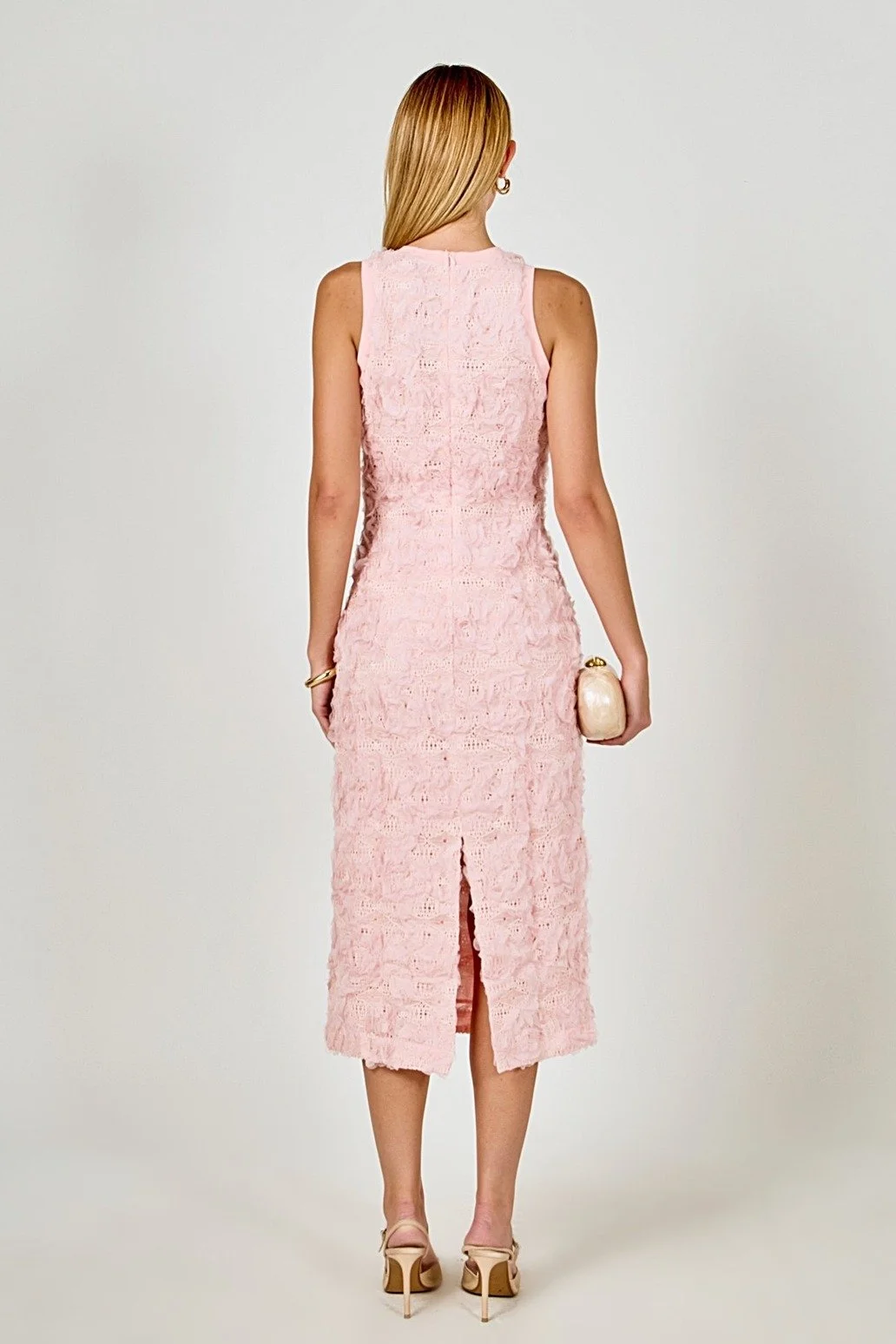 Floral Applique Maxi Dress Pink