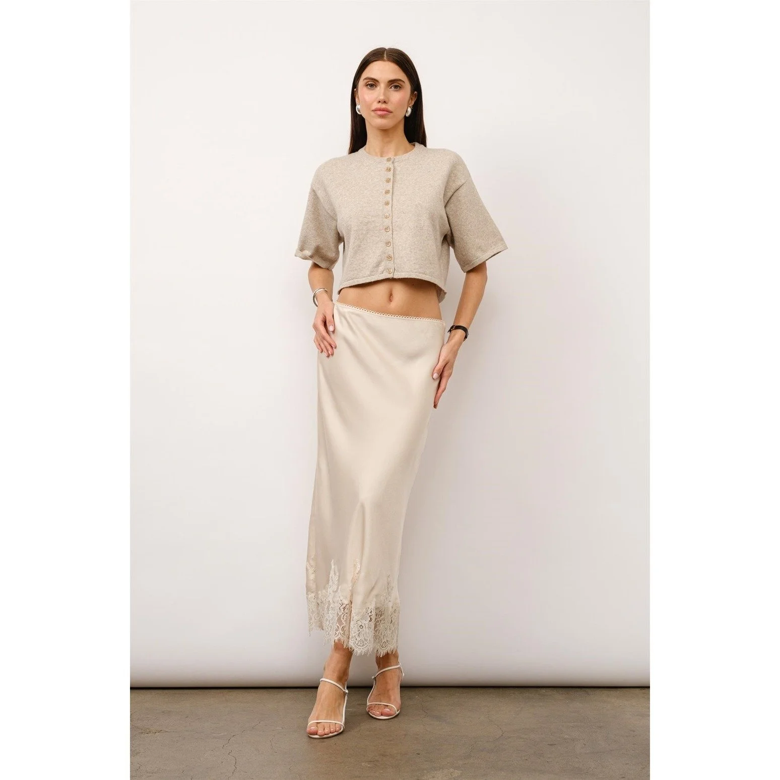 Satin Slip Skirt Satin Skirt Ivory Isabella French Lace Maxi Slip