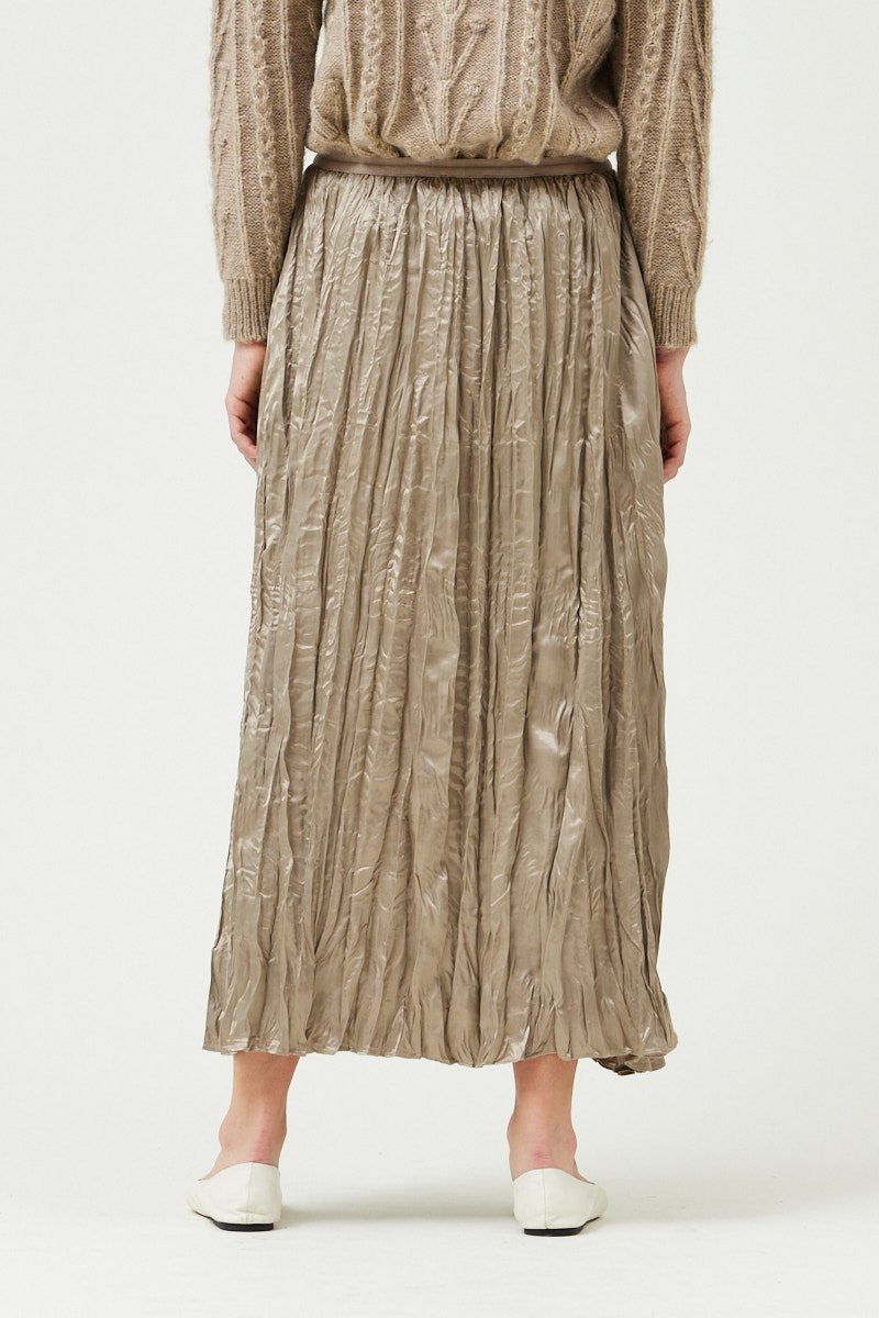 Pleated Midi Skirt Fawn