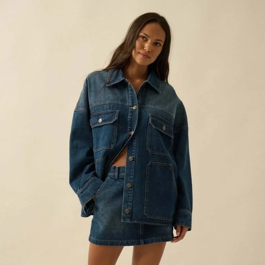 Oversized Pocket Jacket Ombre Wash Denim