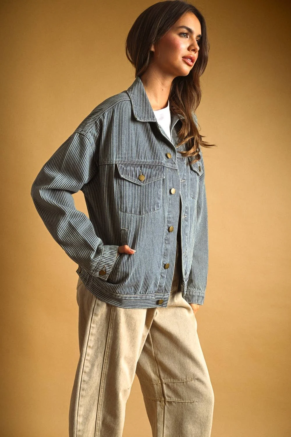 Denim Button Jacket Engineer Stripe