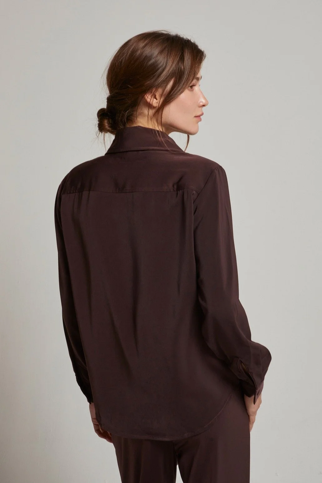 Neveah Cargo Pocket Button Blouse Merlot