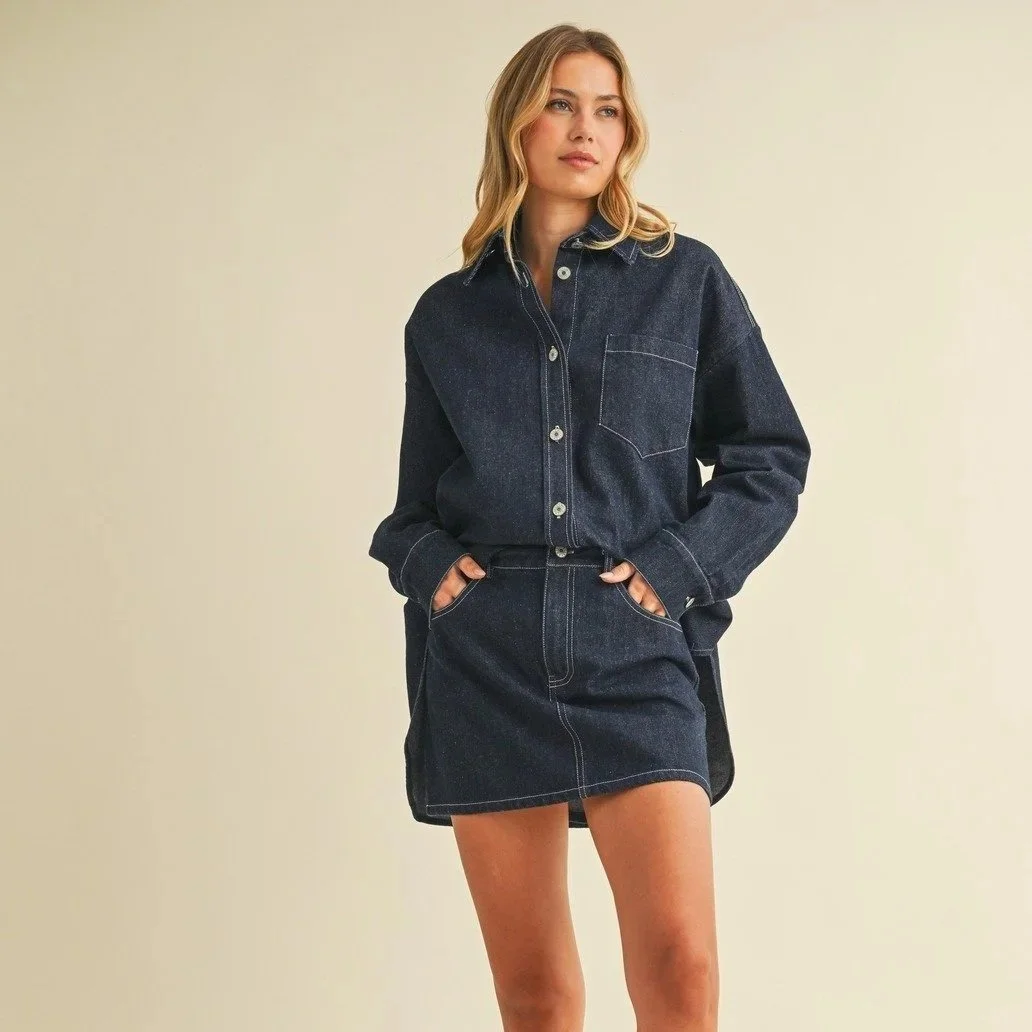Classic Mini Skirt Dark Denim