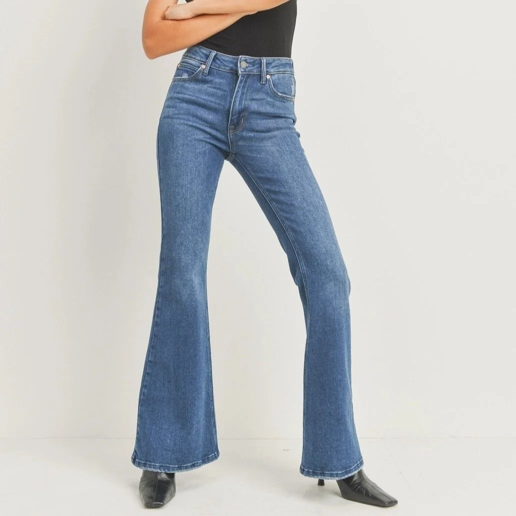 High Rise Flare Jeans Dark Wash