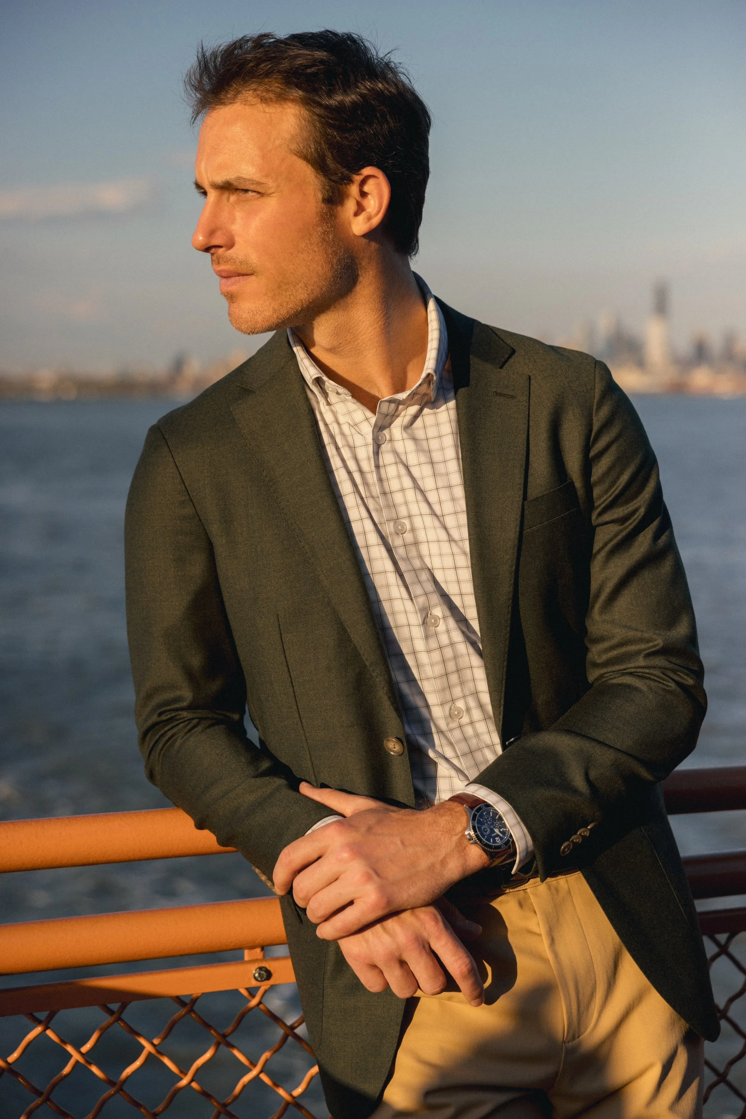 Mizzen + Main Leeward Dress Shirt White Eric Plaid  Byron & Barclay