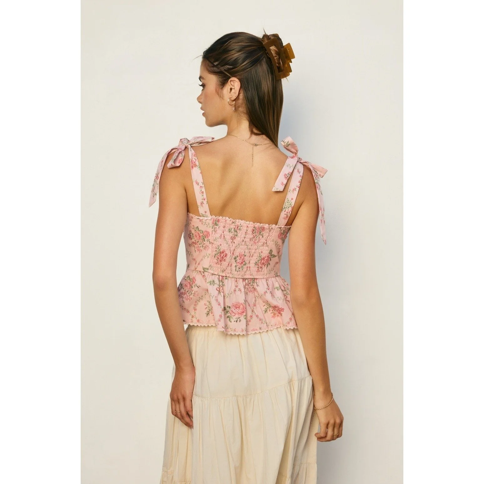 Romantic Garden Ruffled Corset Top Pink