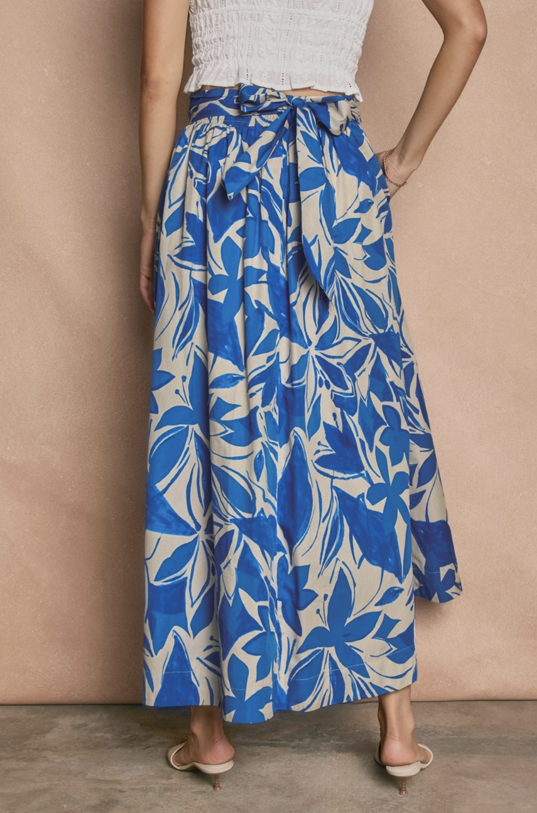 Mykonos Tie Back Midi Skirt Capri Blue