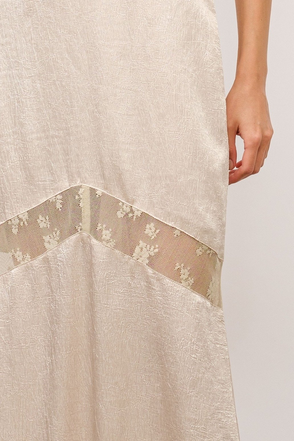 Gianna Strapless Lace Panel Maxi Dress Oyster