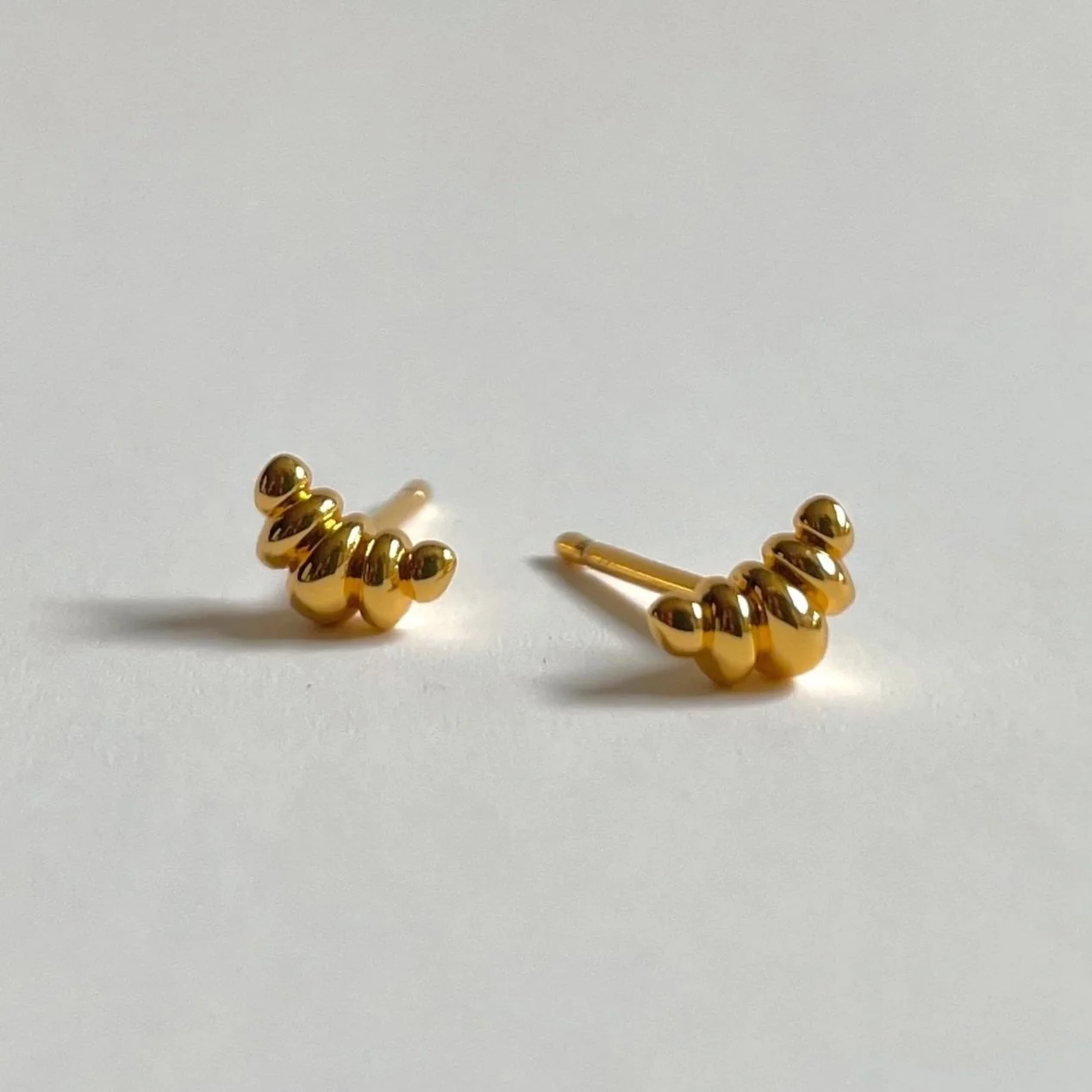 Gold Croissant Stud Earrings