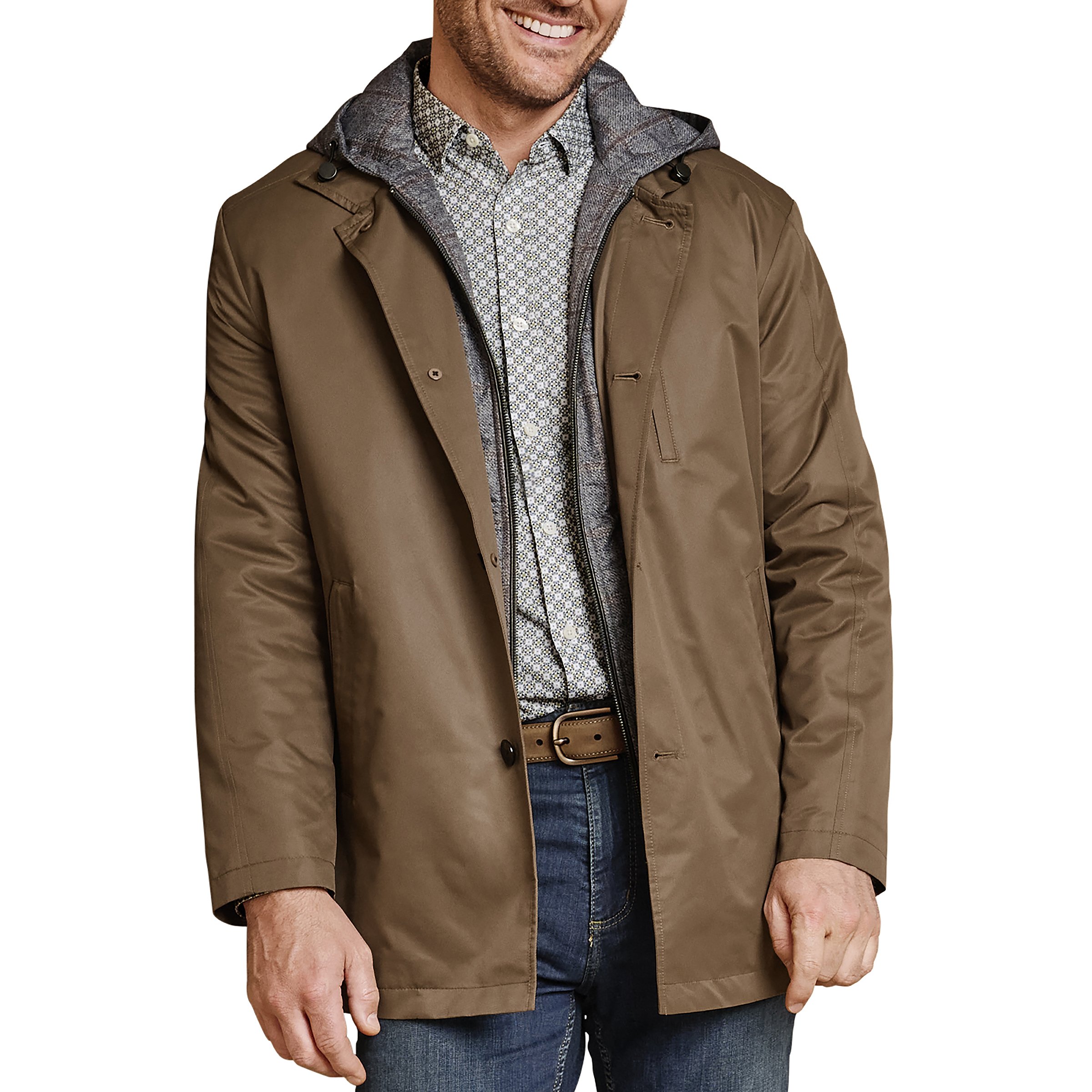 Johnston & Murphy Upton Raincoat Whiskey/Gray Plaid