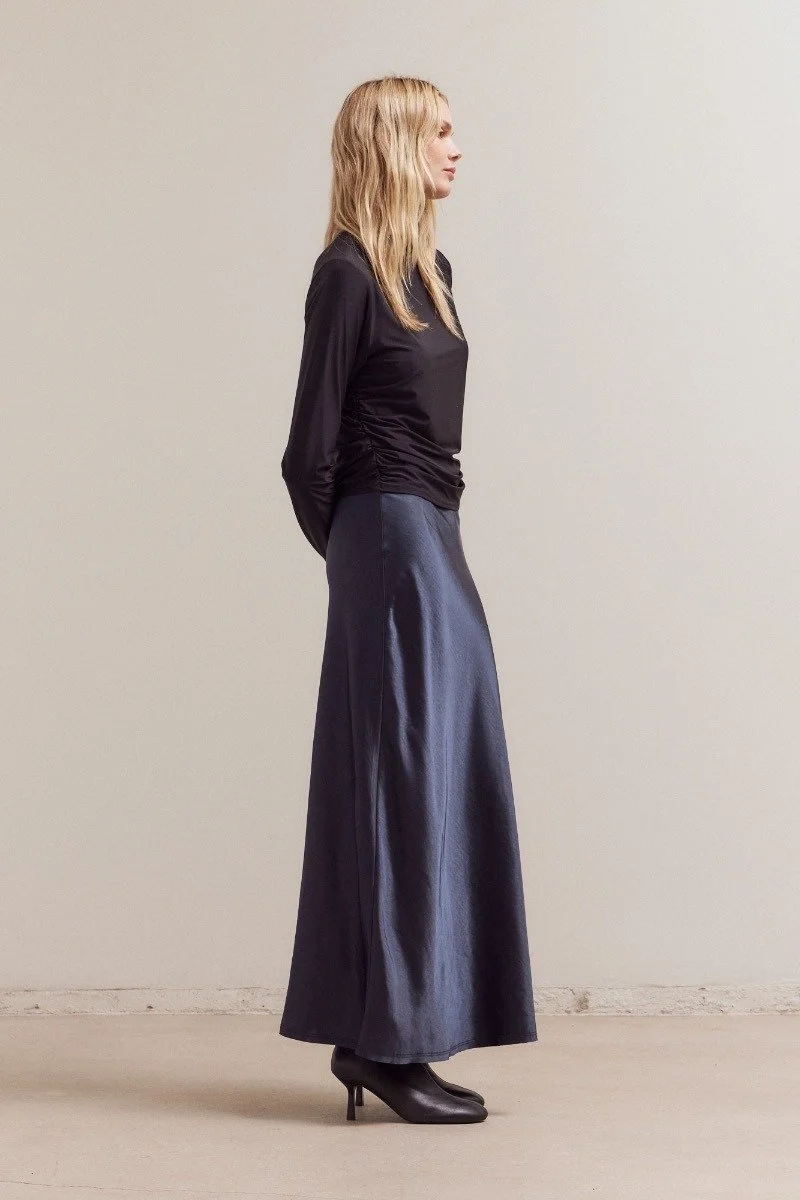 Satin Mermaid Skirt Midnight