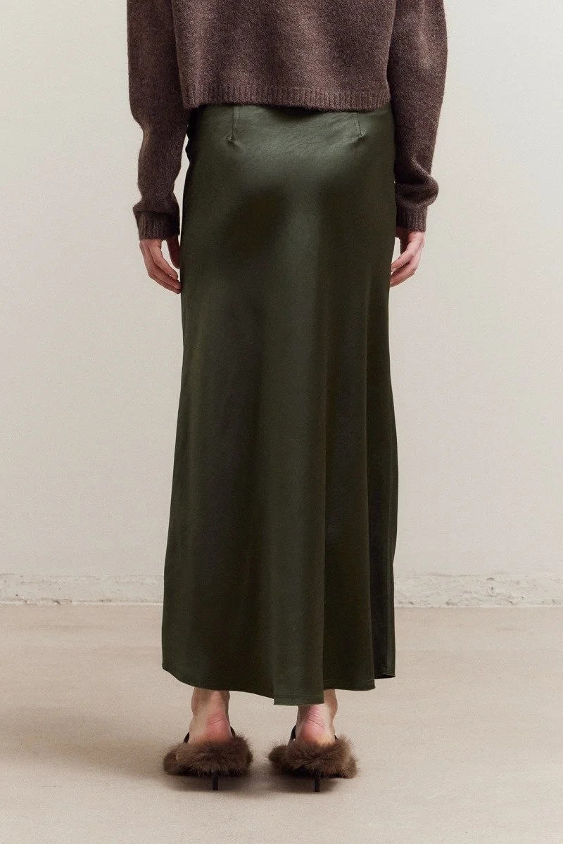 Satin Mermaid Skirt Deep Forest
