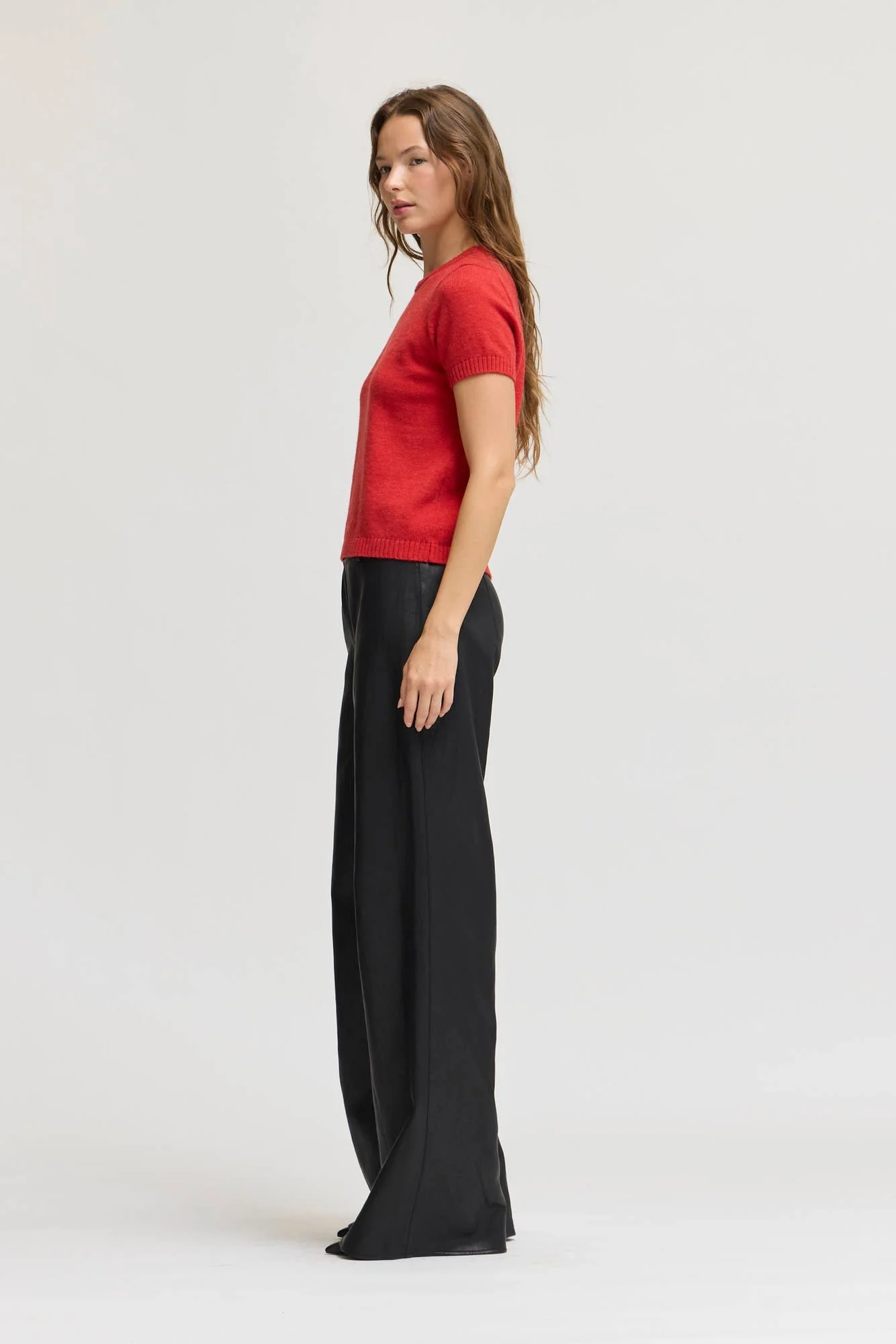 Short Sleeve Knit Sweater Top Bell Pepper