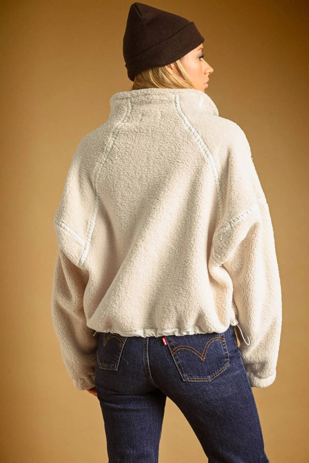 Half Zip Sherpa Pullover Cream