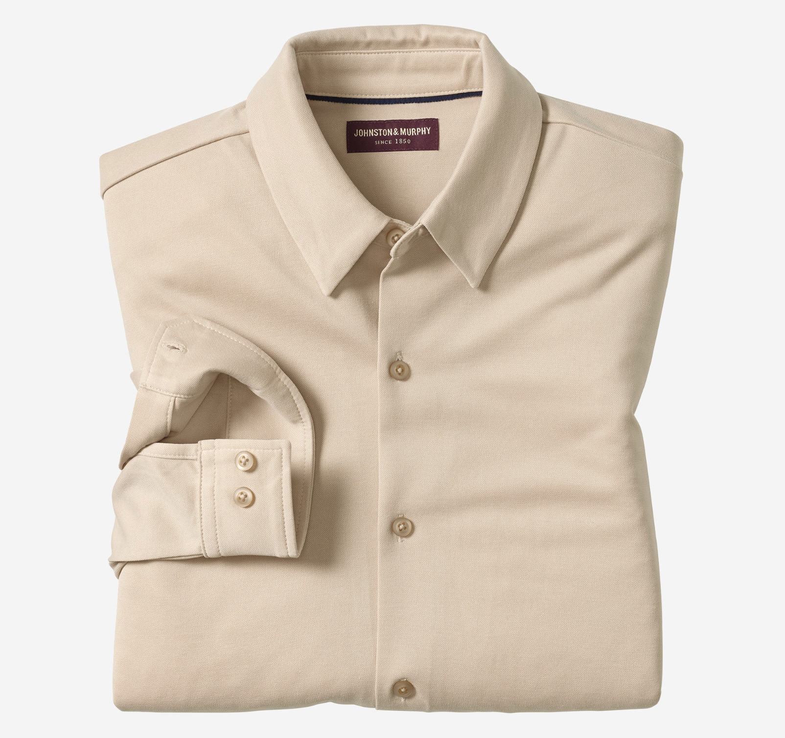 J&M Vintage Birdseye Button-Front Knit Tan