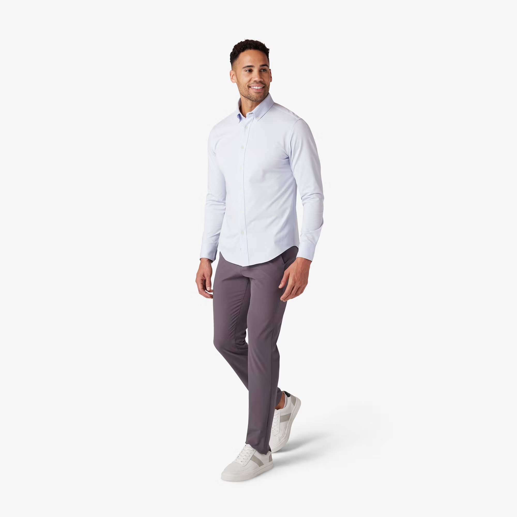 M+M Ellis Oxford No Tuck Sky Solid