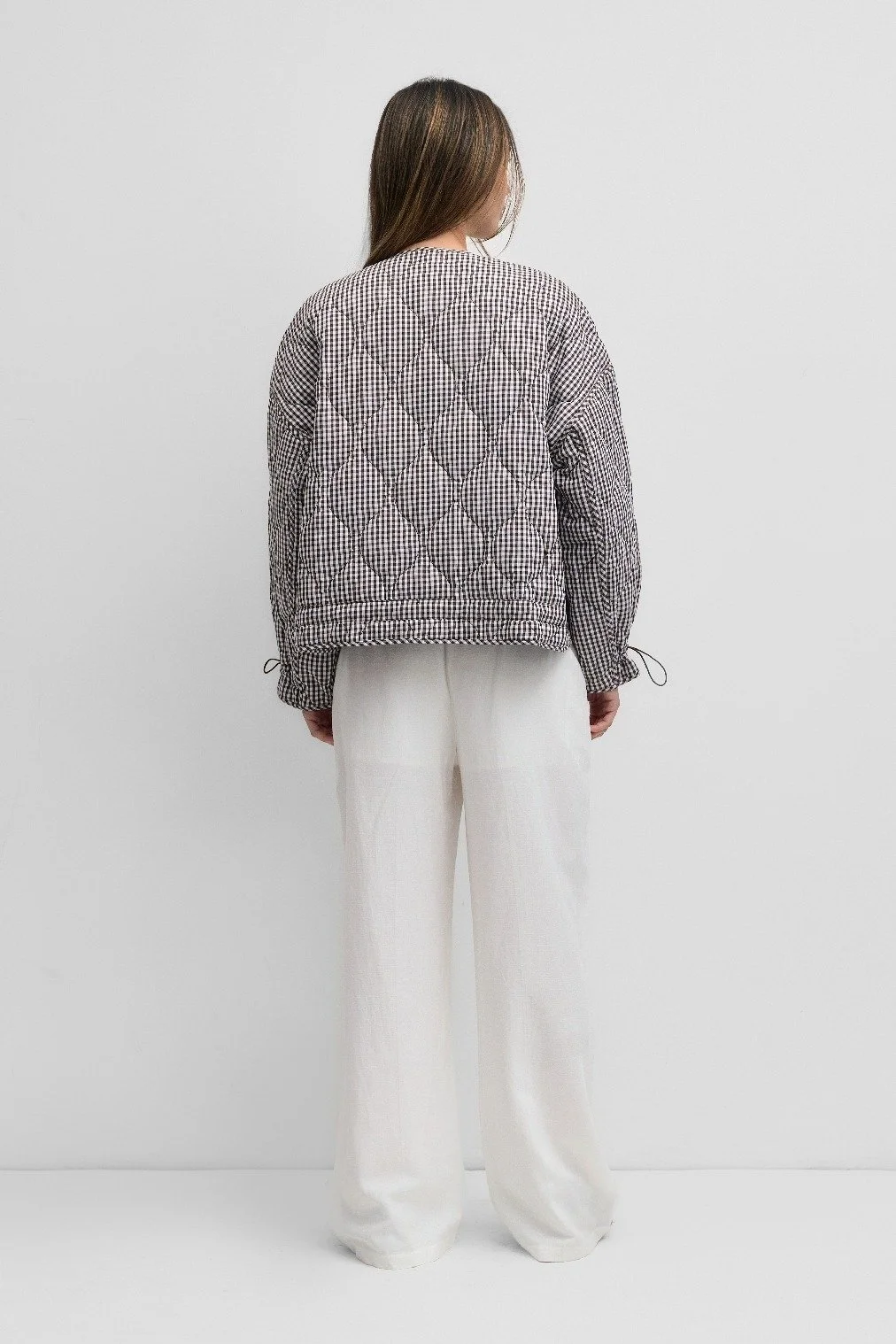 The Rochelle Quilted Jacket Chocolate Gingham