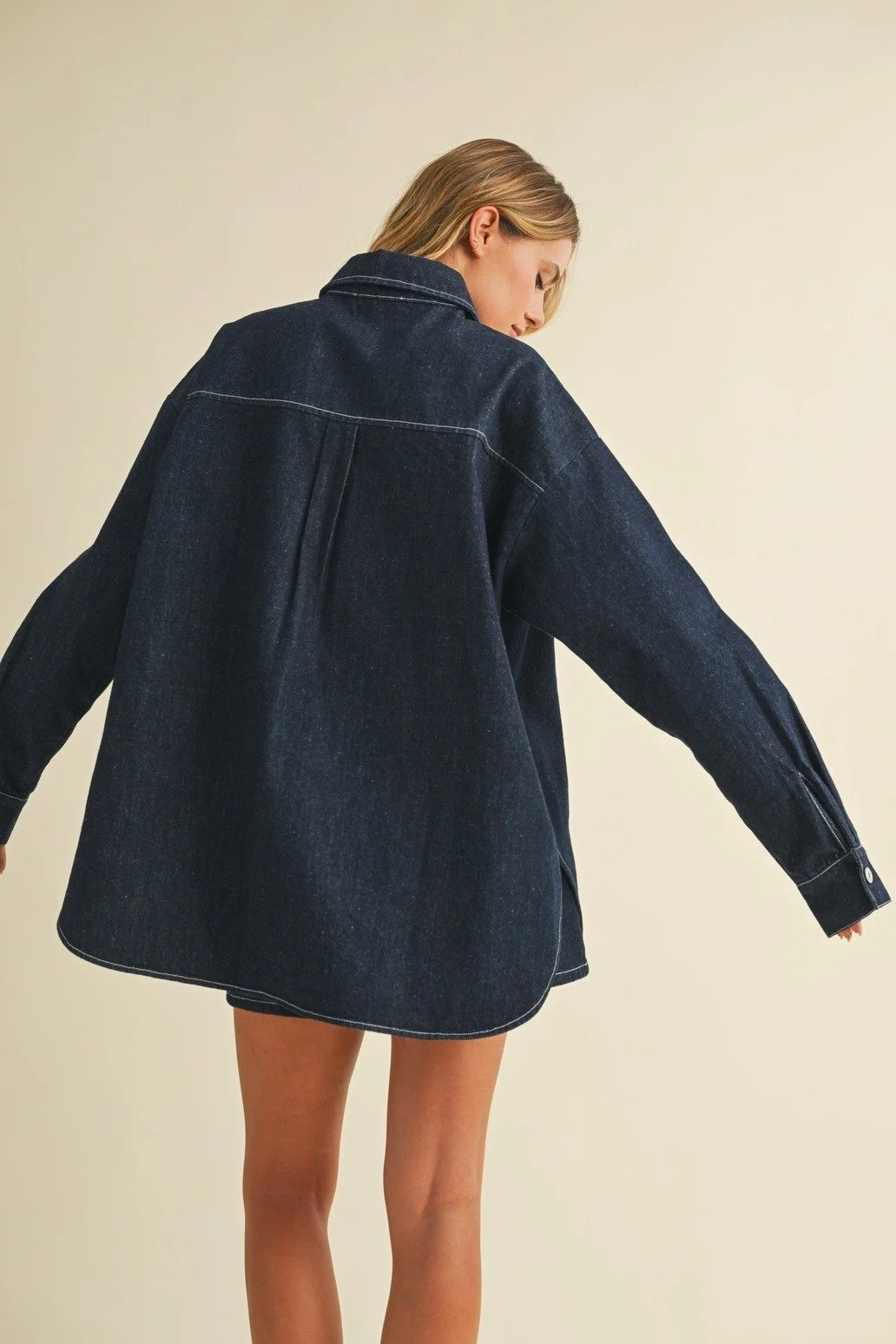 Oversized Button Down Shirt Dark Denim