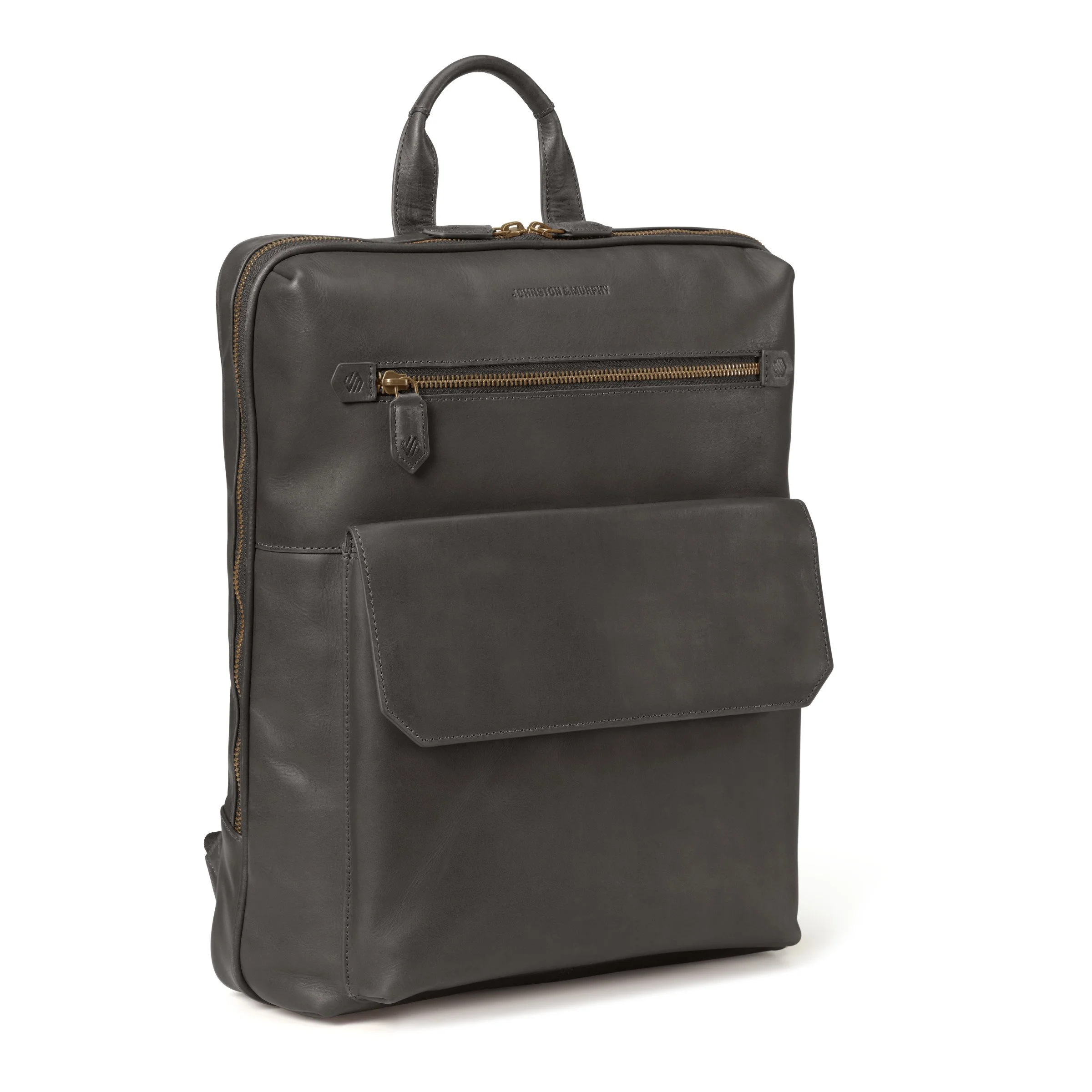 J&M Rhodes Commuter Backpack Black Full Grain Leather