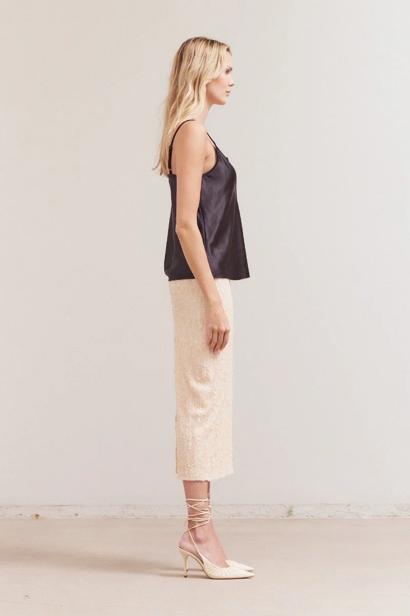 Raw Edge Satin Camisole Black