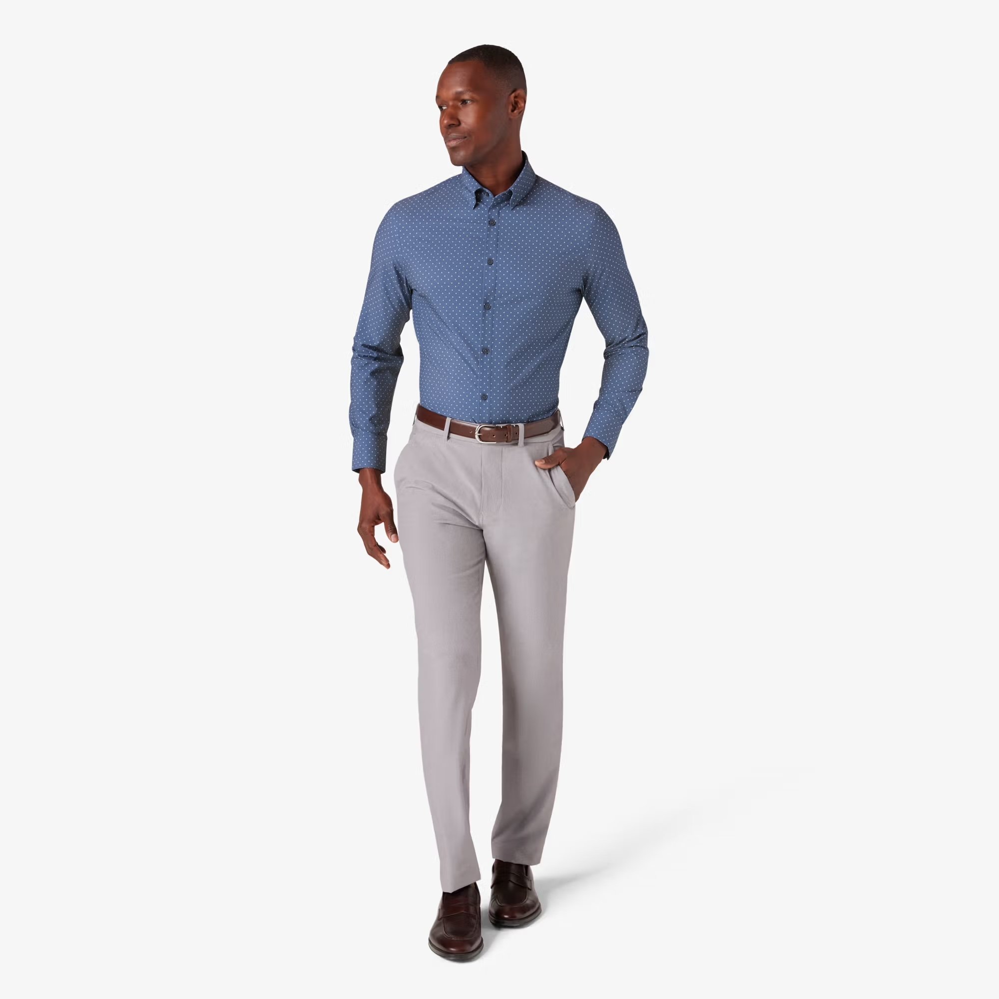 Mizzen + Main Leeward Dress Shirt Coastal Fjord Dot