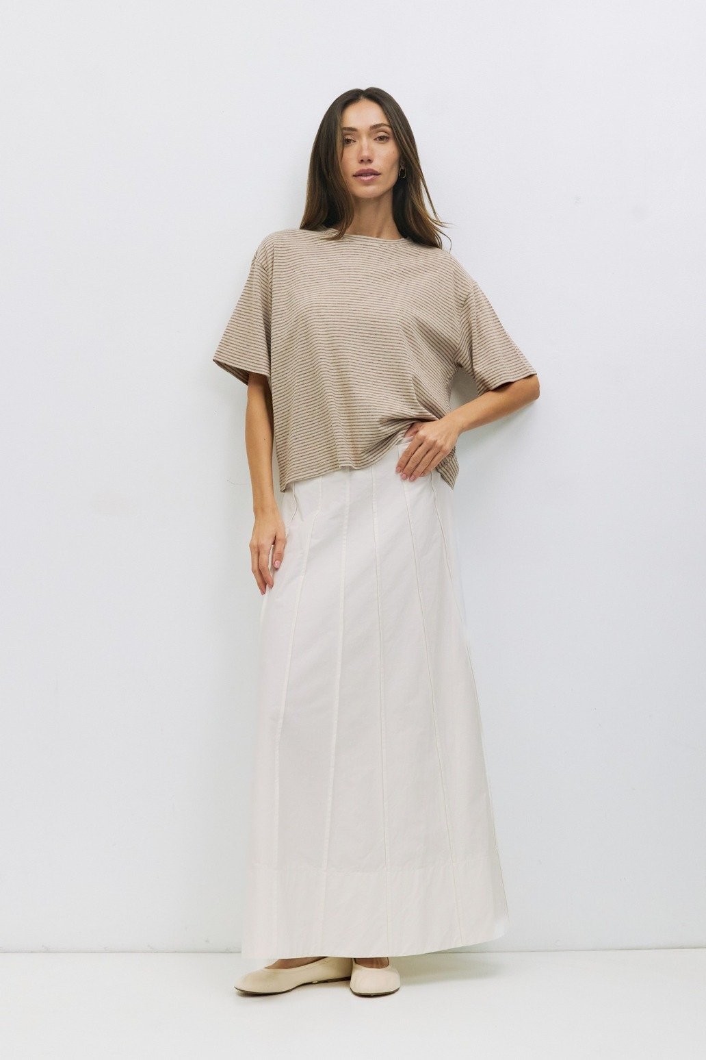 The Anne Top Beige & Brown Stripe