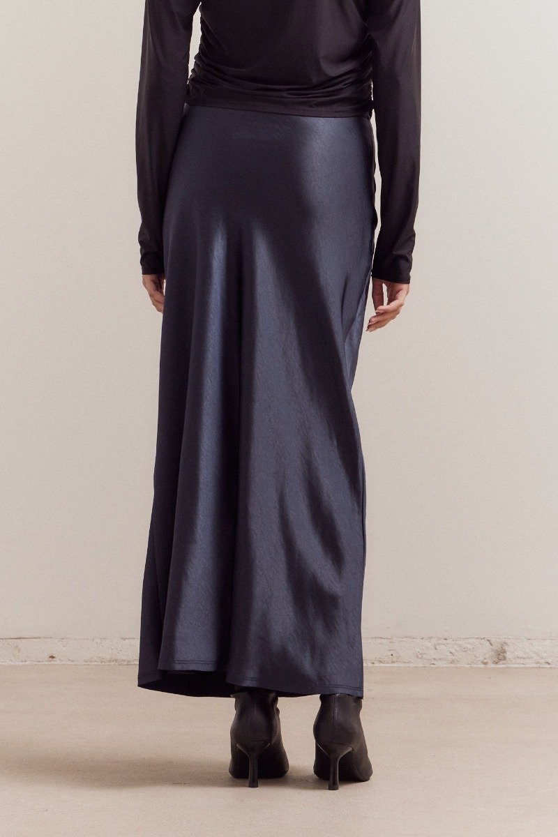 Satin Mermaid Skirt Midnight