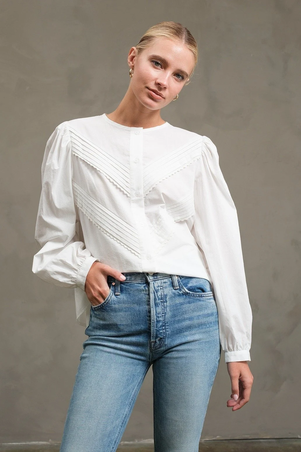Classic Pintuck Blouse White
