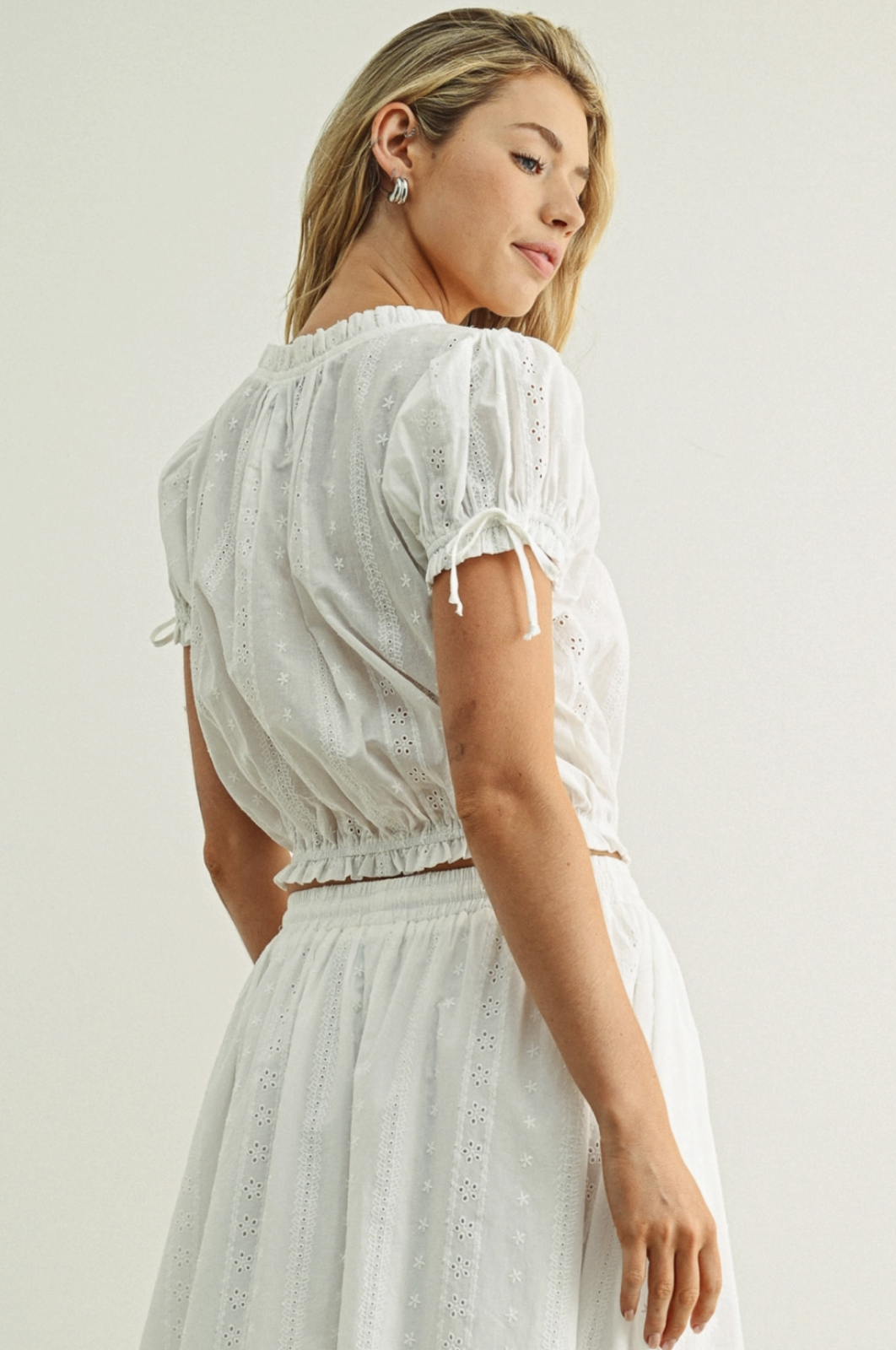 Embroidered Eyelet Peasant Top White (Copy)