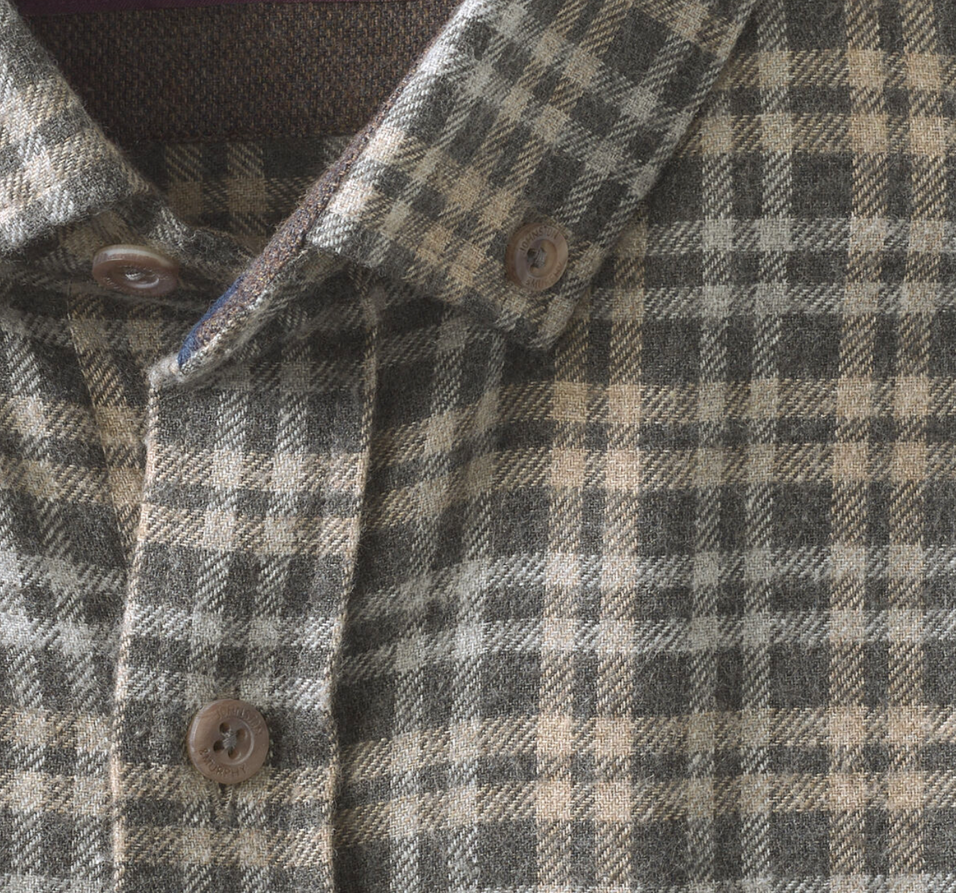 Johnston & Murphy Neal Heathered Shirt Charcoal / Tan Split Plaid