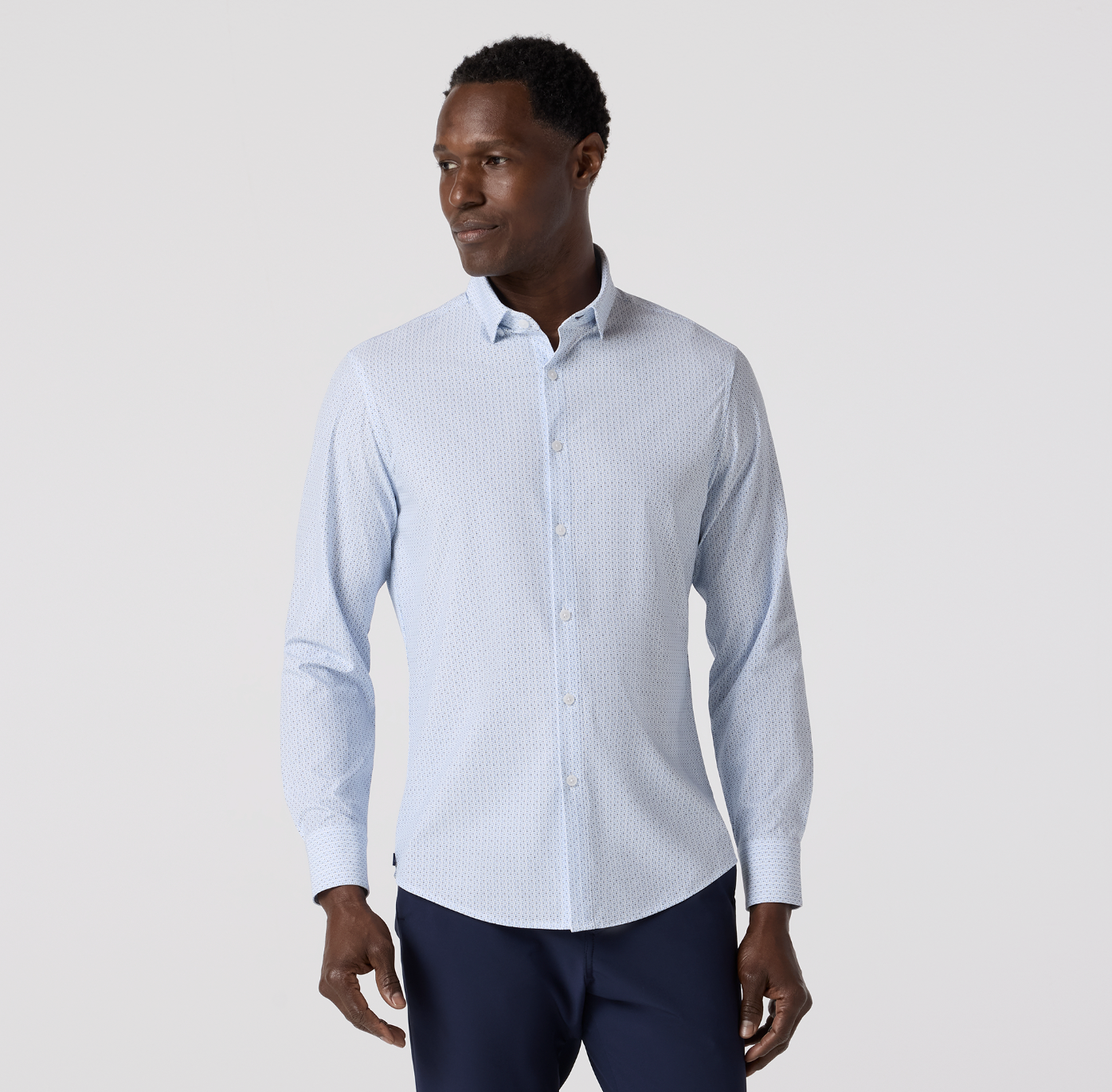M+M Leeward No Tuck Dress Shirt White Circle Mosaic