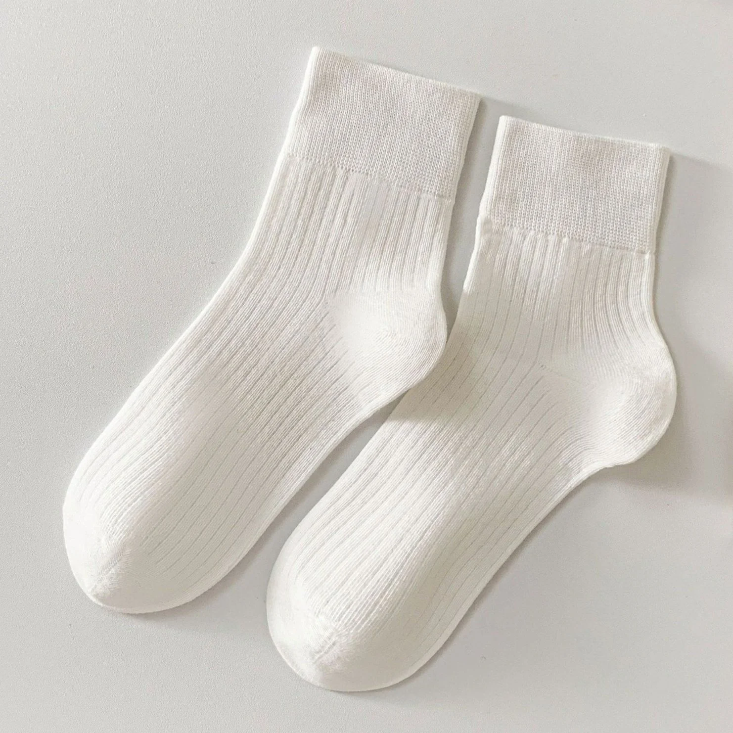 Ribbed Ankle Socks White