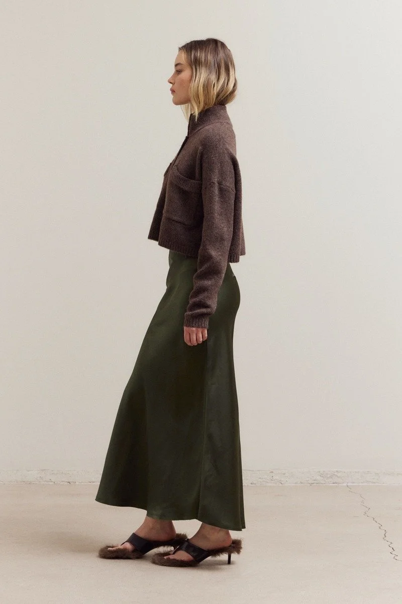 Satin Mermaid Skirt Deep Forest