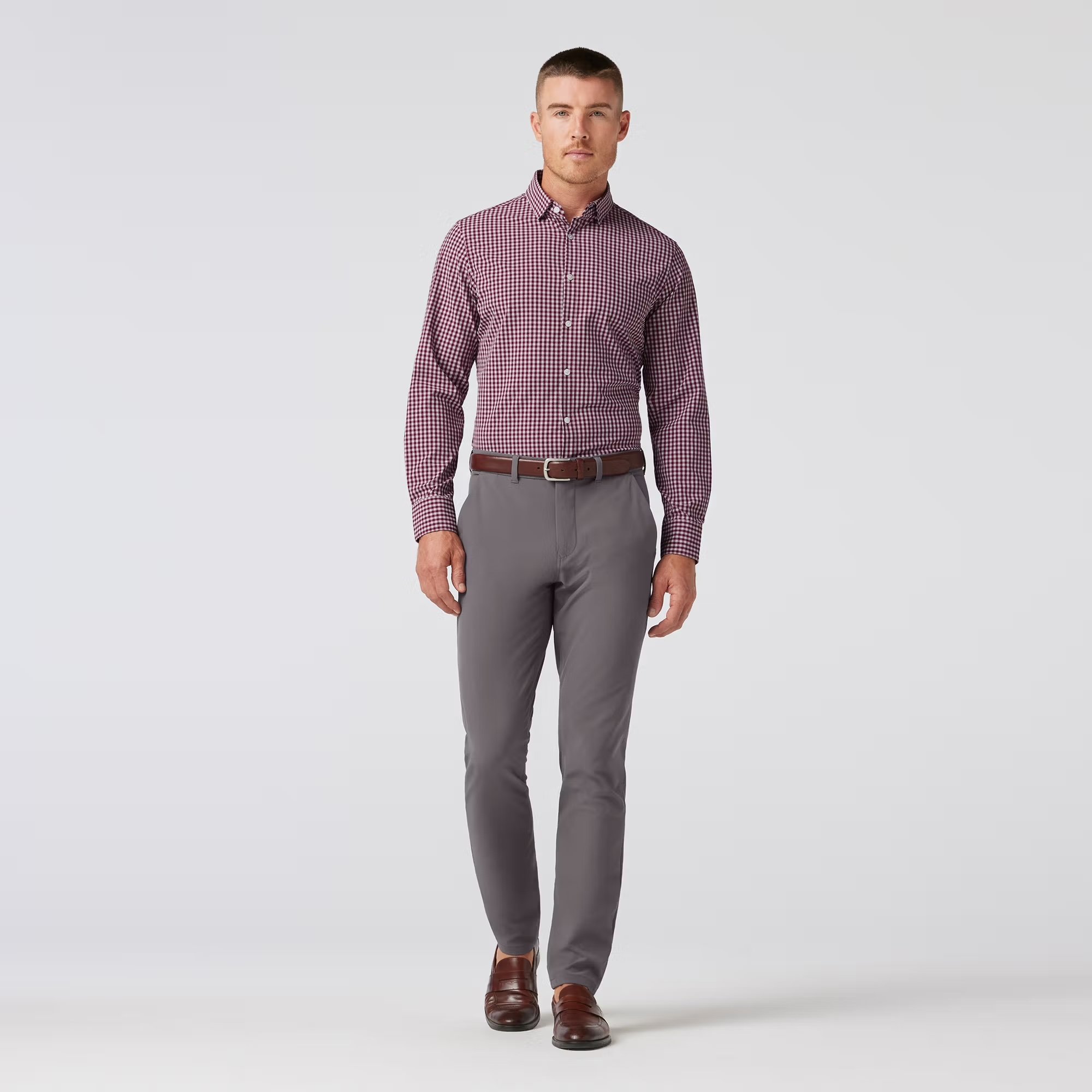 Mizzen + Main Leeward Dress Shirt Garnet Gingham