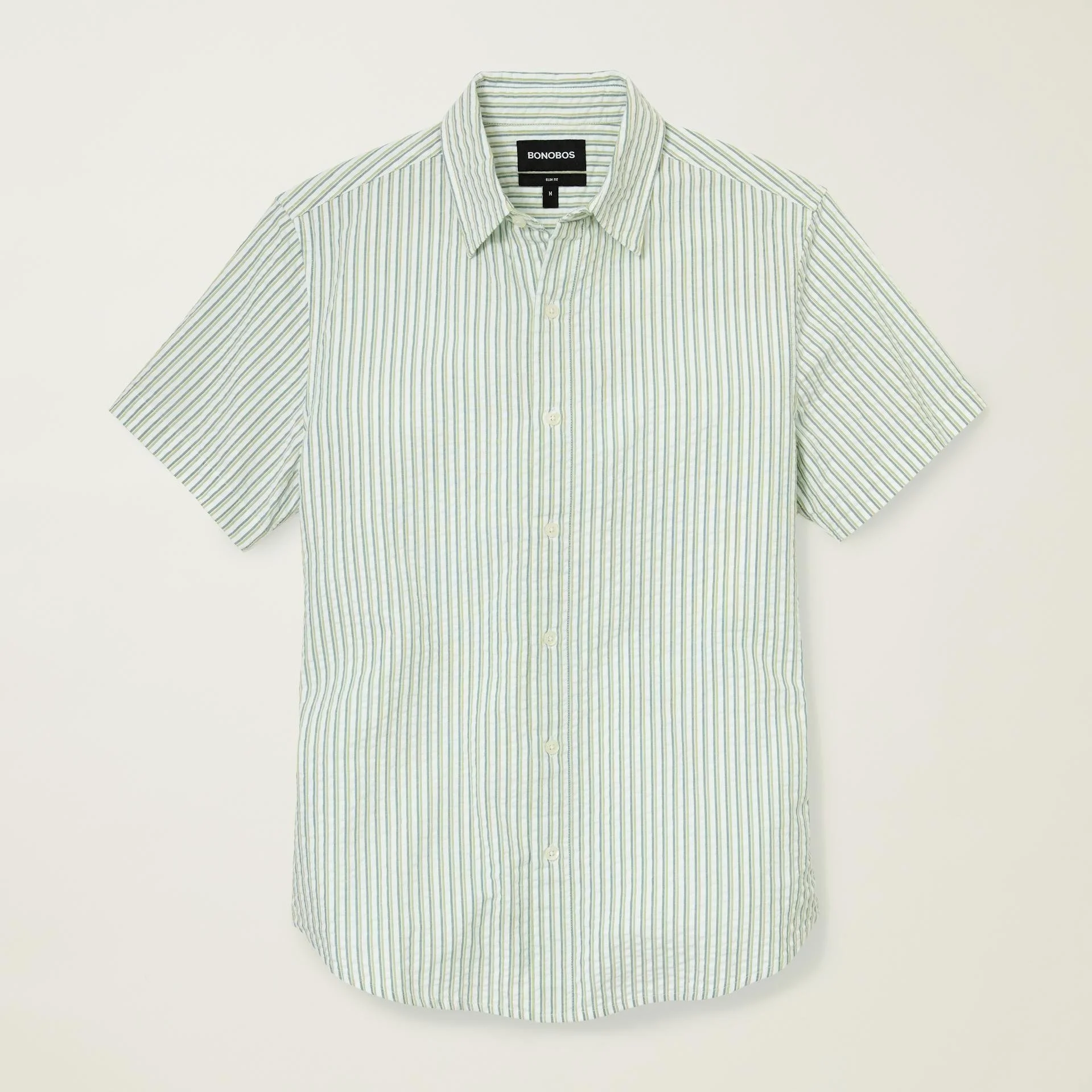 Bonobos Riviera Short Sleeve Shirt Blue Green Stripe