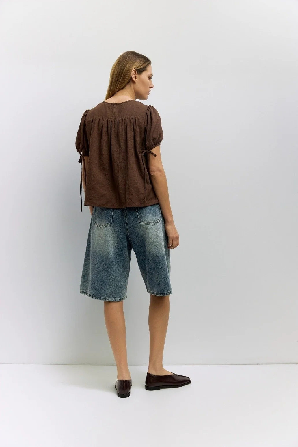 The Penelope Tiered Woven Top Brown