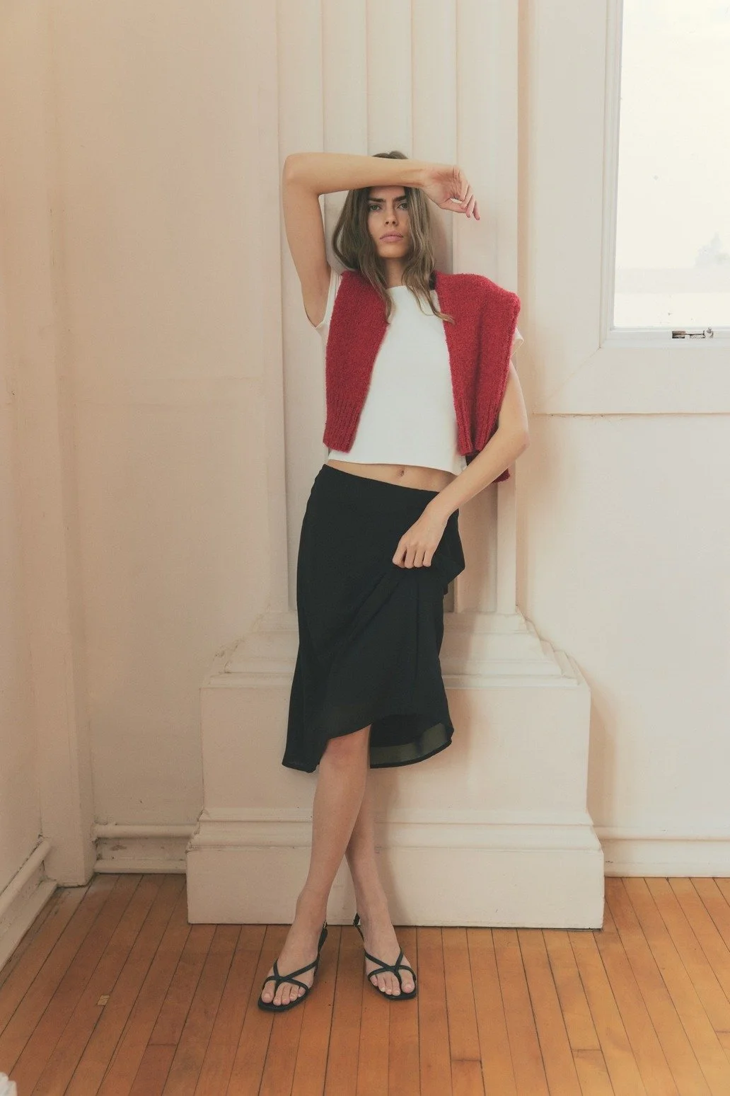 The Moya Layered Midi Skirt Black