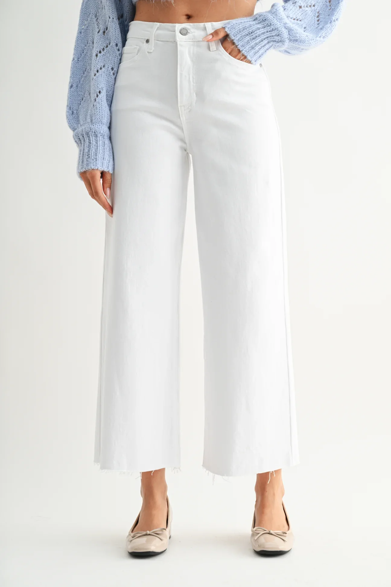 Scissor Cut Wide Leg Optic White