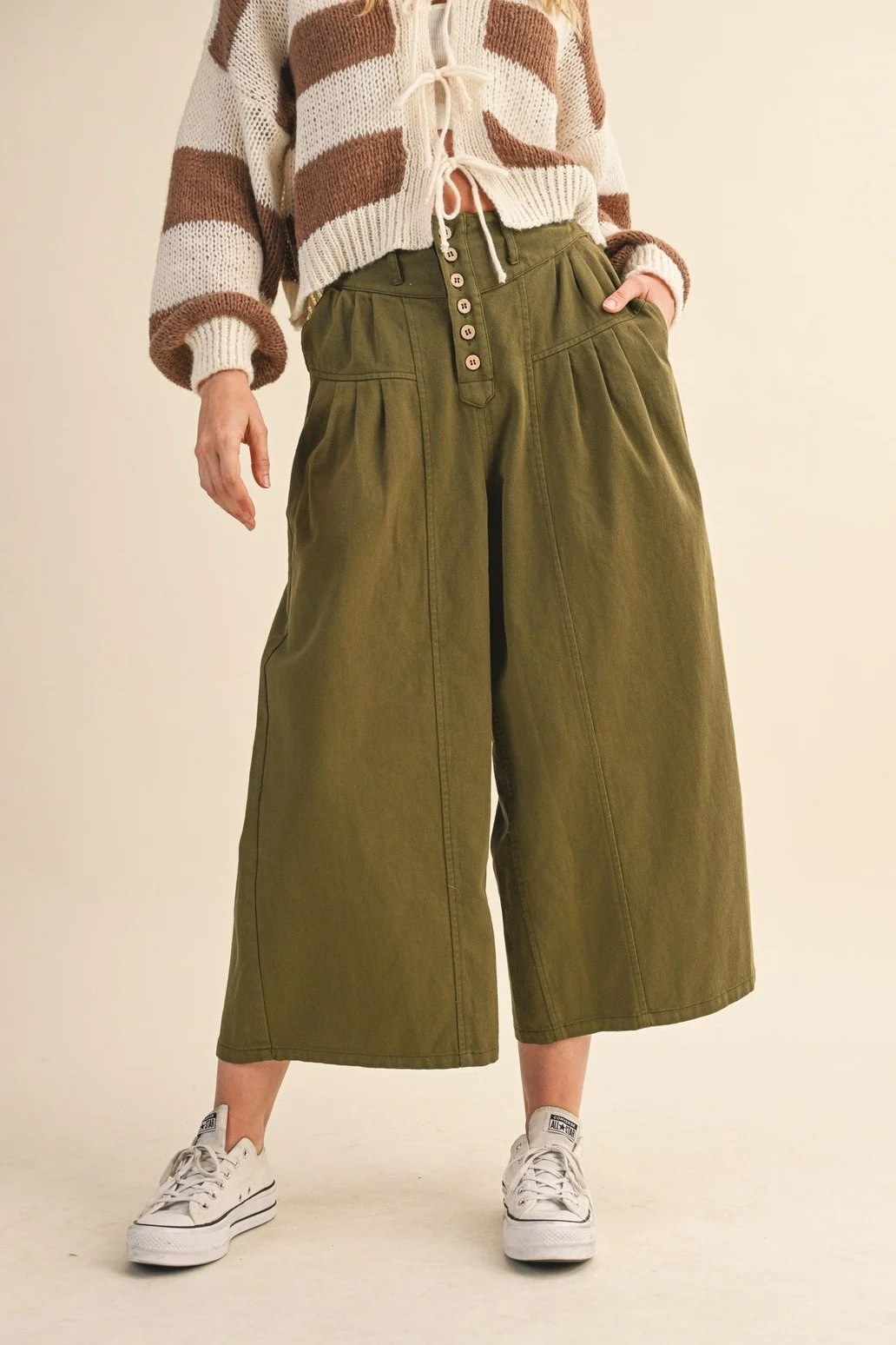 Cotton Twill Pleat Front Pants Olive twill3.jpg