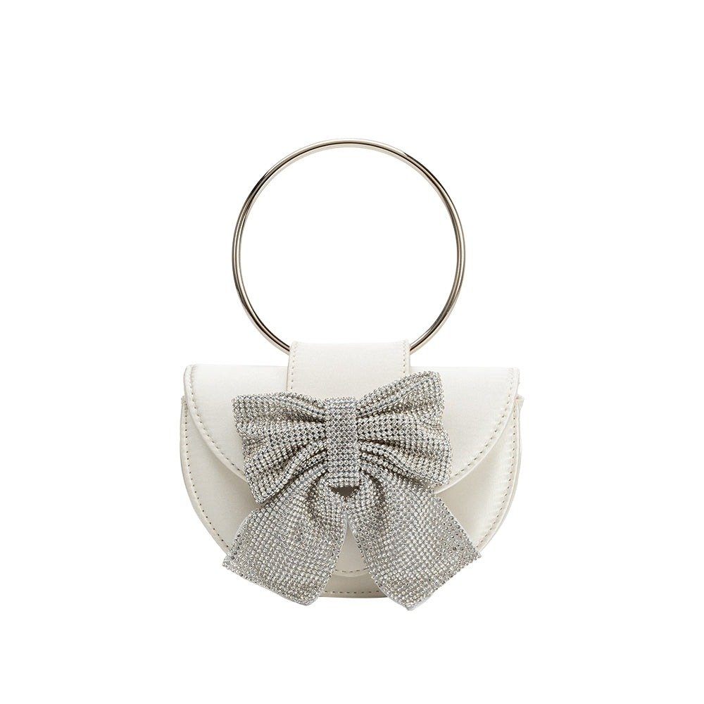 Sierra Rhinestone Bow Mini Bag Ivory Satin