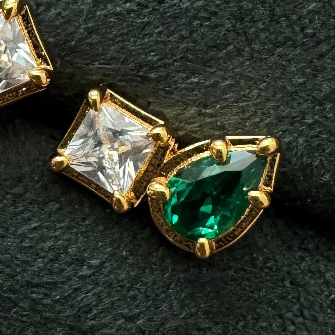 Remai Emerald Studs Gold