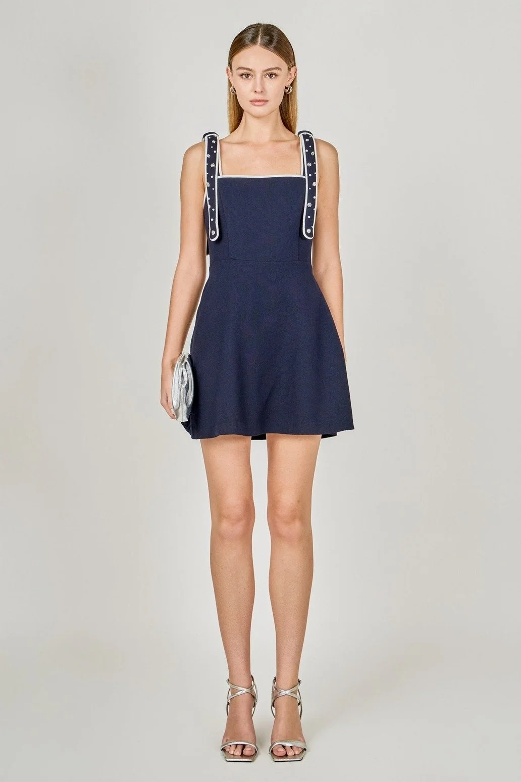 Beaded Strap Mini Dress Navy
