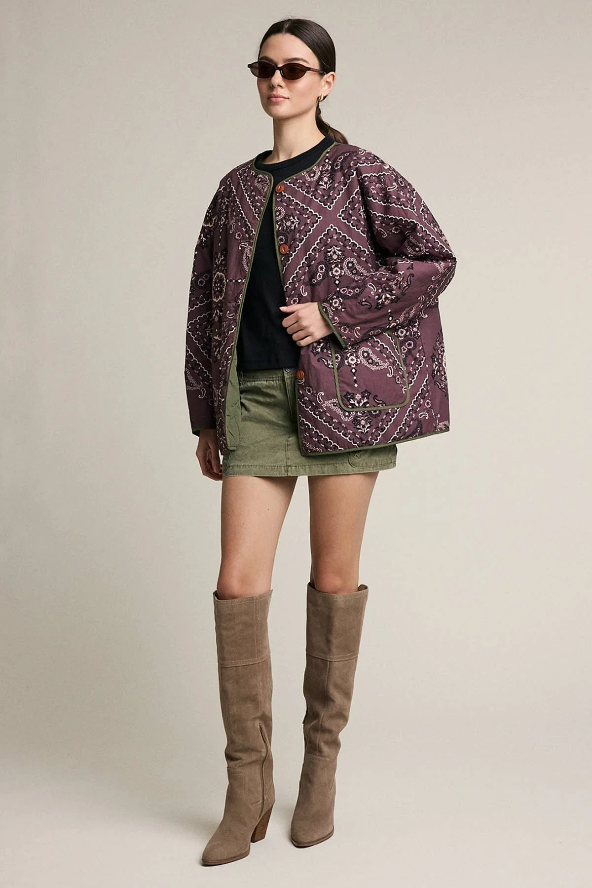 Reversible Quilted Bandana Jacket Brown & Olive