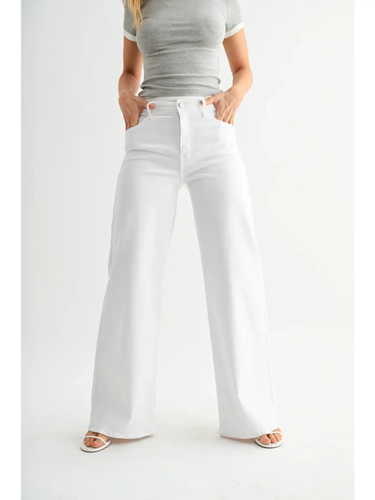 Stretchy Wide Leg Jean Optic White